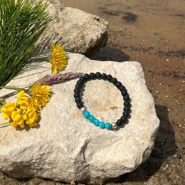 Lava Stone & Blue Jade Bracelet - Image 2